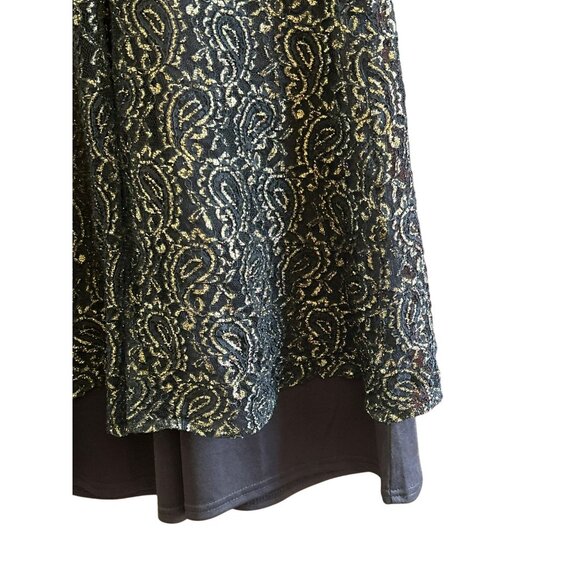 Ecote Black Gold Paisley Lace Halter Tank Top XS Cocktail Party Special Occasion - Picture 2 of 6